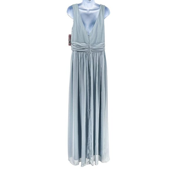 Dessy Collection Sleeveless Chiffon Draped V-Neck Surplice Maxi Dress Mist 2894 - Picture 7 of 11